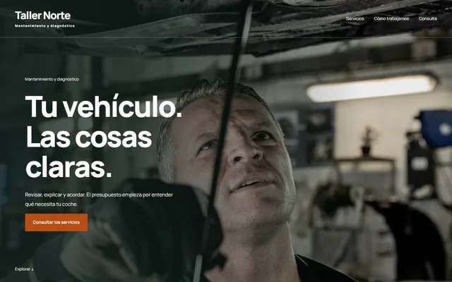 Captura real de la web de demostración Taller Norte: Una consulta bien preparada.